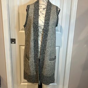 Roots Cabin wool blend long open front vest